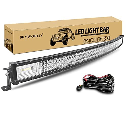 SKYWORLD 134 cm 675W Barre Lumineuse LED Lampe de Travail Incurvé Combo Faisceau de Spot D'inondation DC 12V-24V 6000K avec Faisceau de câbles Atvs Utvs 4x4 Camion Tracteur Offroad Véhicules