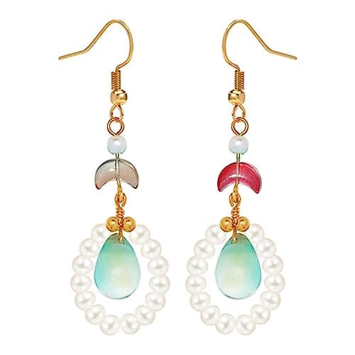 Stiesy Lot de 100 perles en verre colorées en forme de croissant de lune - Perles d'espacement transparentes pour la fabrication de bijoux et de bracelets