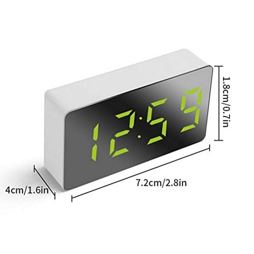 HUSHUI LED Miroir réveil, réveil numérique Mini réveil électronique Multifonctionnel pour Chambre Salon Bureau