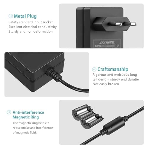 Alimentation Switch 12V Adaptateur 12V 2A Compatible avec Seagate Freeagent Goflex WD Western Digital My Book Essential HDD Disque Dur Externe numérique WD My Cloud Cordon d’Alimentation
