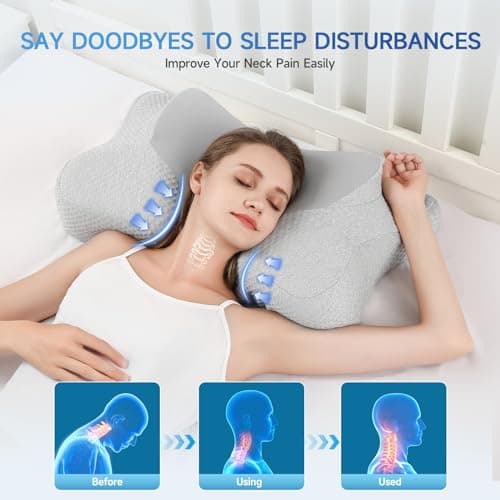 jiaao Oreiller Ergonomique Cervical, Oreiller Memoire Forme pour Les Dormeurs sur Le côté, Le Dos et Le Ventre, Coussin Orthopédique Oreiller Cervicales pour Le Soulagement des Douleurs, 65x37x12 cm