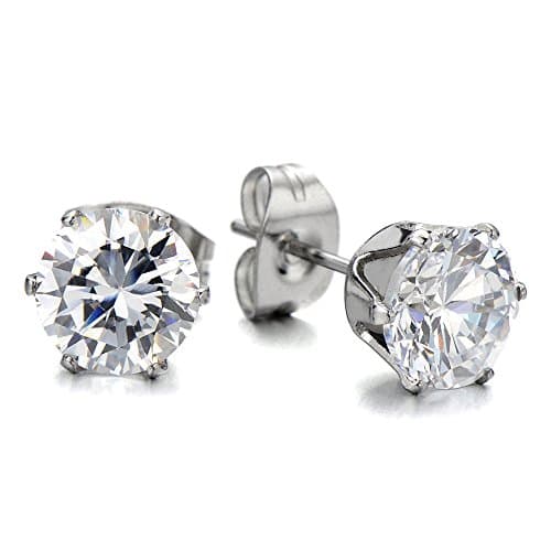 1 Paire 4MM Zircon Cubique - Clous d'oreille - Boucles d'oreilles Homme Femme - Acier Inoxydable - Couleur Argent