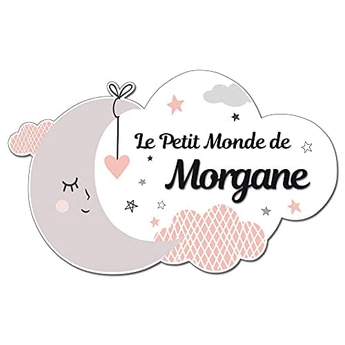 Plaque de Porte Fille Nuage Rose. Plaque Plexi. Plaque Chambre Enfant. Plaque Personnalisable avec Prénom. Décoration Chambre Le Petit Monde De - avec perçage en Haut