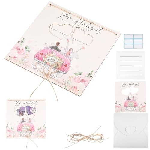 EUIOOVM Carte de mariage, cadeau d'argent, idées de cartes de mariage, emballage cadeau pour argent, cadeaux pour femmes, hommes, jeunes mariés, rouge