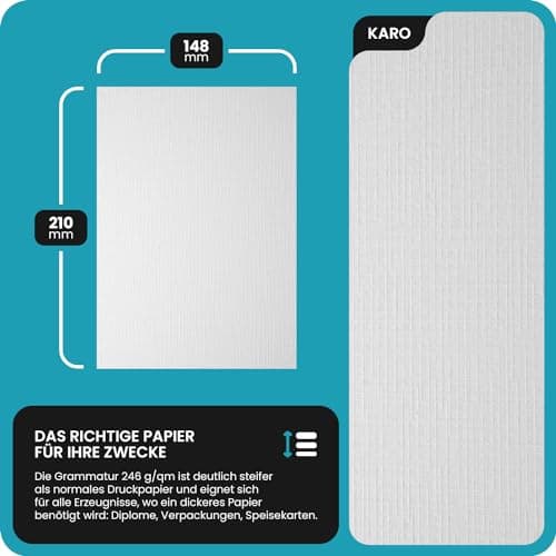 Netuno 200x carton gaufré blanc carreaux A5 148x210mm 246g Elfenbein carton embossé papier de bricolage papier texturé pour cartes d'invitation cartes de visite diplômes carton décoratif haute qualité