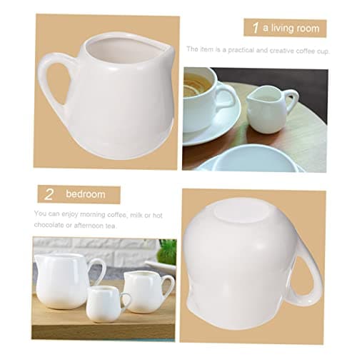 PRETYZOOM Un Verre 4 Pièces cuillère à sauce pichets à vapeur expresso pichet en porcelaine blanche pot de creme pot a lait contenants de sauce tasses de café mini tasse à sauce salade