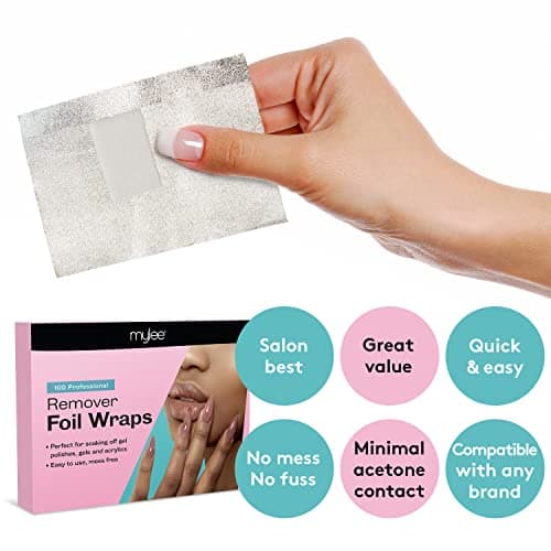 Mylee Kit de Dissolvant Mylee Gel Remover 250ml Vernis à Ongles Semi Permanent + 100 Lingettes en Coton Non Pelucheuses Pré-fixées sur Feuilles d'Aluminium, Dissolvant Acétone Vernis Gel UV & LED