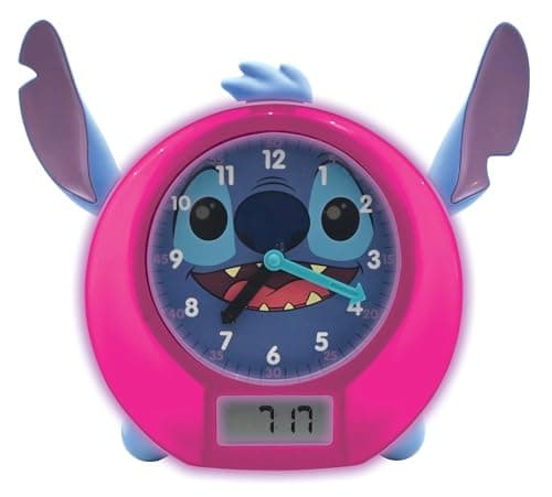 Lexibook, Disney Stitch, Mon Compagnon de Nuit Éducatif, Réveil, veilleuse, similateur d'aube et conteur d'histoires, avec câble Secteur, Bleu, RLT100D
