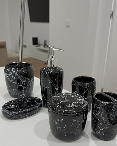 Ensemble d'Accessoires de Salle de Bain 6 Pièces Dolomite Noir Palmilla