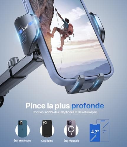 Miracase Support Téléphone Voiture [2025 Ventouse Puissante] Porte Telephone Voiture Tableau de Bord, Rotation 360° Portable Ventouse pour iPhone Compatible avec 4-7.2" Smartphone