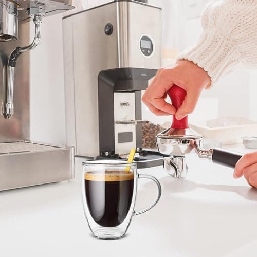 autumndeer Tasses en verre à cappuccino, lot de 4 tasses à espresso à double paroi, tasses à café en verre isolées avec 4 cuillères, tasses en verre transparent pour latte, cappuccino (350ml)