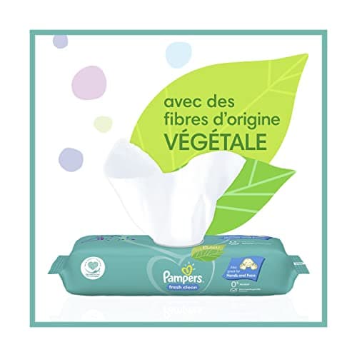 Pampers Fresh Clean, 1200 Lingettes pour Bébé (15x80), Sans Alcool, Aussi Pour Les Mains Et Le Visage