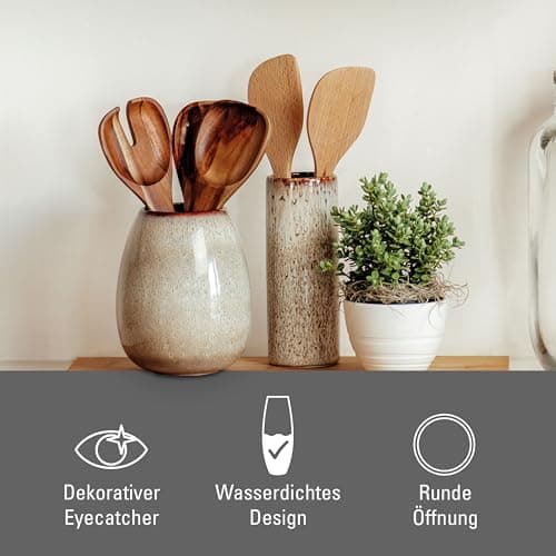 like. by Villeroy & Boch Lave Home Vase Egg Shape, 14,5 x 14,5 x 17,5 cm, Beige