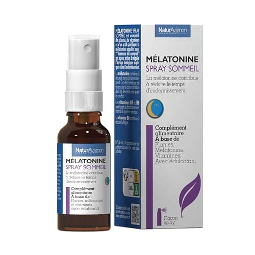 Laboratoire NaturAvignon | Mélatonine 1mg | Sommeil Rapide & Réparateur | Plantes & Vitamines B | Parfum Fleur d'Oranger | Fabriqué en France | Spray buccal 20ml