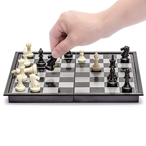 Yellow Mountain Imports Ensemble Portable et Magnétique pour Jeu d'Échecs - Taille Moyenne (24,8 centimètres)
