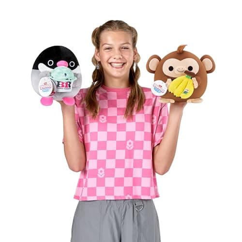 Snackles, Series 2, Penguin (Baskin Robbin), Plush Toy, Cuddly Squishy Comfort Plush with License Snack Brand Accessory, Small (20 cm), Brown Box, (Penguin)
