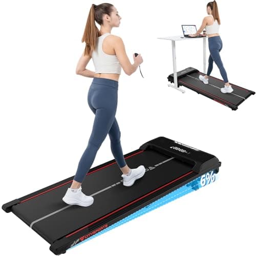 CITYSPORTS Tapis de Course Inclinable, Walking Pad avec Moteur de 440W, Inclinaison de 6%, Tapis de Marche Bureau (Noir Rouge)