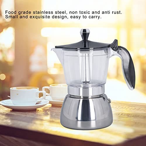 Cafetière Moka de 6 tasses, cafetière en acier inoxydable pour cuisinière, cafetière italienne, convient pour le bureau à domicile