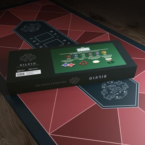Bullets Playing Cards - Coffret de poker Silvio – Set de poker avec 500 jetons de poker en céramique avec valeurs imprimées, avec bouton de dealer en céramique, lot de 2 cartes de poker