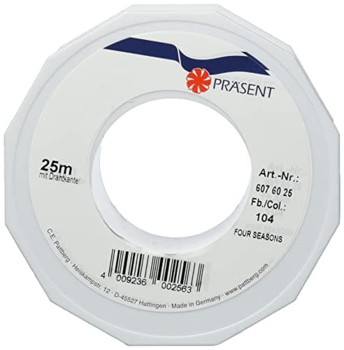 PRÄSENT C.E. Pattberg 4 Seasons Ruban d'organza laitonné Crème 60 mm x 25 m