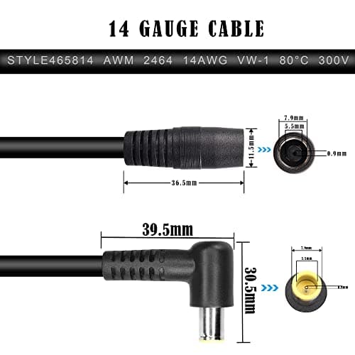 GINTOOYUN Lot de 2 cordons d'alimentation DC7909 14 AWG CC 7,9 mm x 0,9 mm à angle droit mâle à 90 degrés mâle vers CC 7,9 mm x 0,9 mm femelle pour panneau solaire, station de charge portable, etc