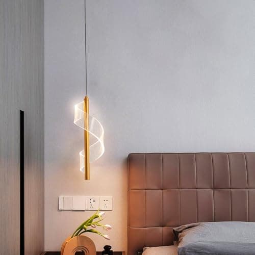 Vinilky Suspension en Cristal Acrylique, Dimmable LED Suspension Réglable en Hauteur Moderne Suspension Plafonnier pour Îlot de Cuisine, Salle à Manger, Salon, Chambre (Or)