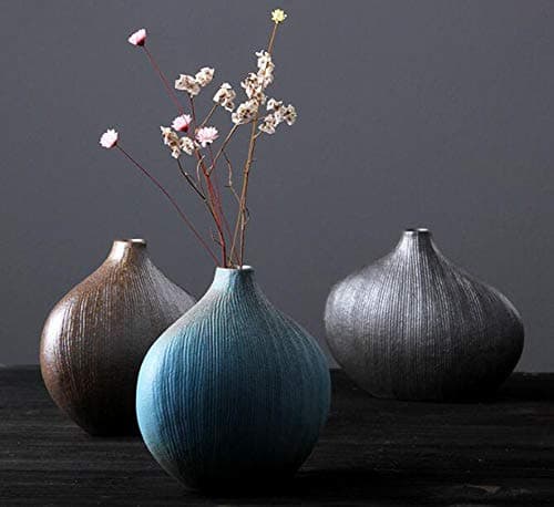 Maya Star Ikebana Vase japonais en céramique pour arrangement de fleurs Bleu