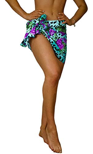 King Kameha Funky Hawaïenne Cover-Up Paréo Sarong, Leopard Flowers, Turquoise, Petit
