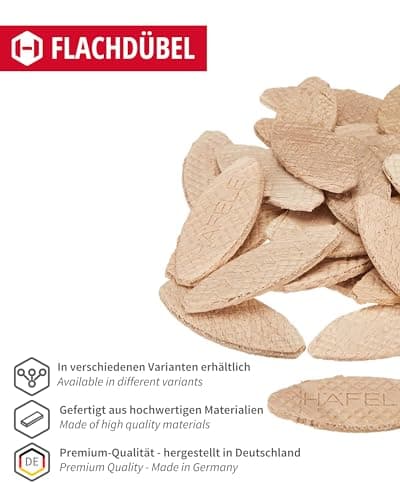 Gedotec Lamelles Fraiseuse Bois Assemblage - Biscuits Connecteurs en Bois de Hêtre pour Fraiseuse - Plaque Compressée Strié Stratifié- Accessoire de Menuiserie - 56 x 23 x 4 mm - 1000 Pièces