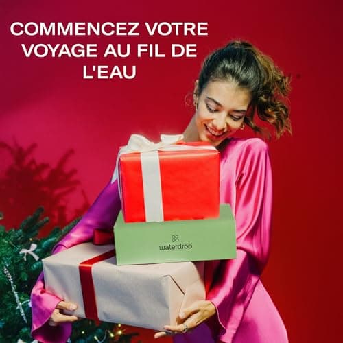 waterdrop® Coffret Cadeau, Bouteille Isotherme 600 ml, Étanche et Compatible avec Eau Gazeuse,18 Cubes à Boire Sans Sucre, Idée Cadeau Noël Femme & Homme, Premium Cadeau de Noël