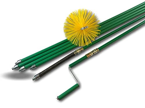 Kit ramonage rotatif court| kiblok | Hérisson nylon autobloquant Ø 150 mm | 6 cannes autobloquantes | 5*1,4 m + 1*1 m | Ressort de départ et manivelle autobloquante| Conduit gainé | Kibros KIB15NCO
