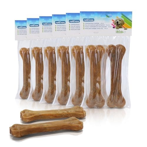 Nobleza - Rawhide Dog Chew Medium 15CM * Pack de 12, Cuir Brut Naturel à mâcher pour Chien, os pressés en Cuir Brut pour Chiot, os de Jointure Chien Moyen, Renforcement pour Les Dents
