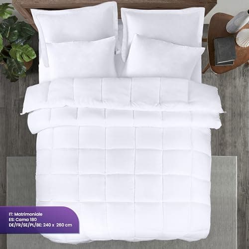 Utopia Bedding Couette 240x260 cm, Couette Chaud 370 GSM, pour lit 2 Personne, Couverture Blanc avec Onglets d'angle (Blanc)
