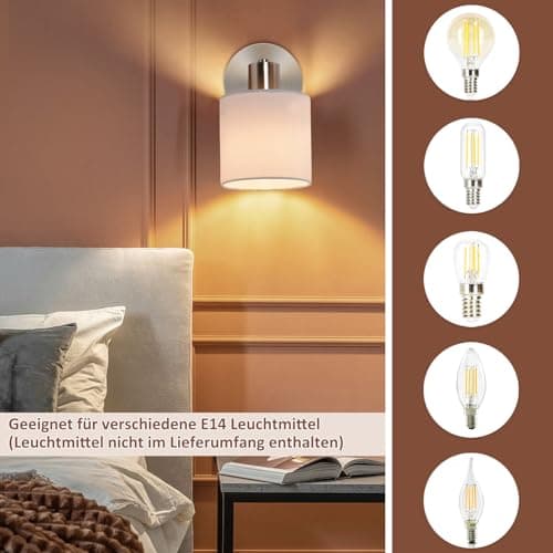 Glitzerlife Spots de Plafond Rails 1 Spot - Plafonnier Blanc Orientable Applique Murale Intérieure E14 Industriel Luminaire Chambre Salon Cuisine Salle à Manger Sans Ampoules