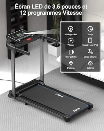 Tapis de Course Marche Pliable - Tapis de Marche Pliable Motorise Walking Pad Electrique Silencieux Tapis Roulant Pliable 10 km/h Treadmill Compact pour la Maison et Le Bureau