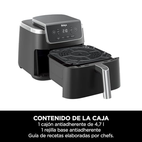 NINJA Air Fryer PRO Friteuse 4,7L, 1 tiroir, 4-en-1, sans huile, rôtir, réchauffer, déshydrater, cuire 1 à 2 portions, à partir de produits surgelés, tiroir, panier antiadhésifs, 2 000 W, Noir AF140EU