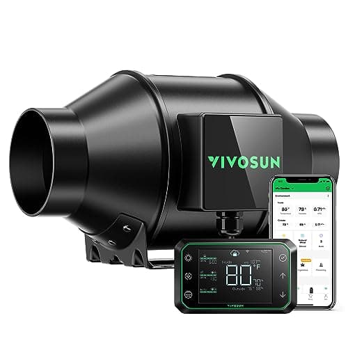 VIVOSUN AeroZesh G4 Ventilateur tubulaire silencieux 100 mm 330 m3/h avec moteur EC et contrôle de la température GrowHub E42A et contrôleur WiFi pour chauffage, refroidissement, tentes de culture