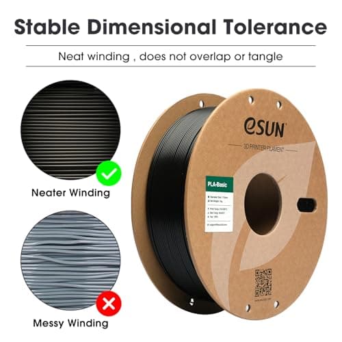 eSUN PLA Filament 1.75mm, PLA Basic Précision Dimensionnelle +/- 0.05mm, Bobine de 1KG (2.2 LBS) Filament PLA Rapide pour 3D Imprimantes,Noir