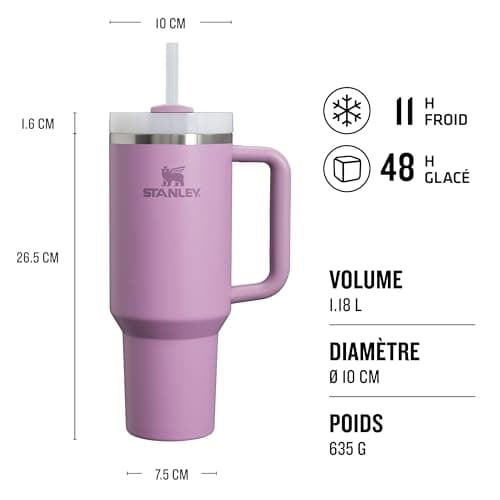 Stanley Quencher H2.0 FlowState Mug Isotherme avec Paille 1.2L - Froid Pendant 11 Heures - Glacé Pendant 48 Heures - Thermos Lavable au Lave-Vaisselle - Gourde Isotherme Sans BPA - Lilac
