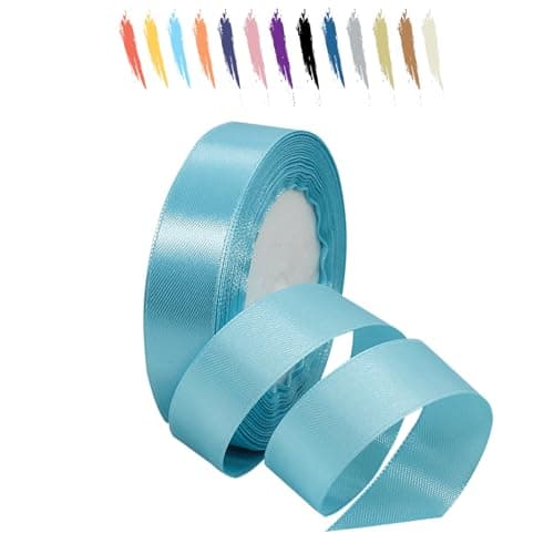 MORAINJAY 20mm Bleu Ciel Ruban Satin,2cm Ruban Rouleau pour Emballage Cadeaux,23 Mètres Satin Ribbon Roll pour Bouquets,Ballon,Couture,Nœuds,Gâteau,Décoration de Mariage/Anniversaire/Noël/Fête