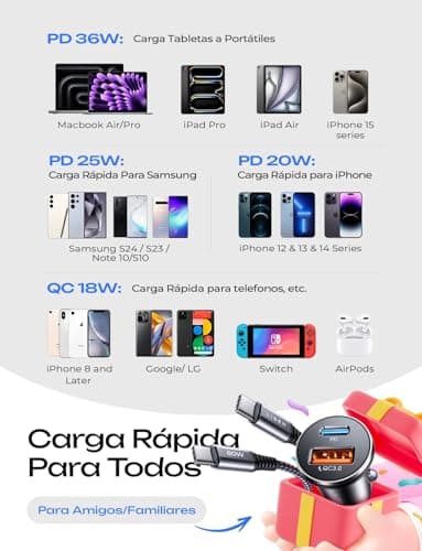 LISEN Chargeur Voiture USB C 54 W PD&QC3.0 Prise Allume Cigare USB Allume Cigare Charge Rapide Mini Adaptateur USB en métal pour Samsung S24 Pixel Android iPad iPhone 16 15 Pro Max 14 AirPods LG
