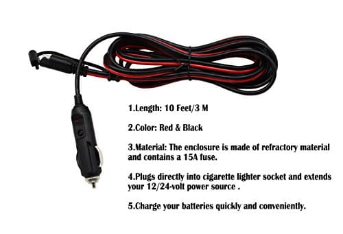 CERRXIAN Prise allume-cigare 10V 12V à SAE Câble de charge d'extension avec adaptateur à démontage rapide, avec fusible et voyant DEL SAE étanche