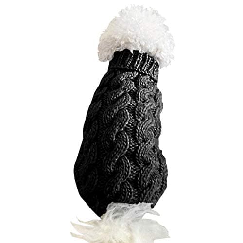 FAMKIT Manteau en Tricot à col roulé pour Chien, vêtements pour Chiens de Compagnie(Convient Uniquement aux Chiens de Petite ou Moyenne Taille // Les Grands Chiens n'achètent Pas !!) Black,M