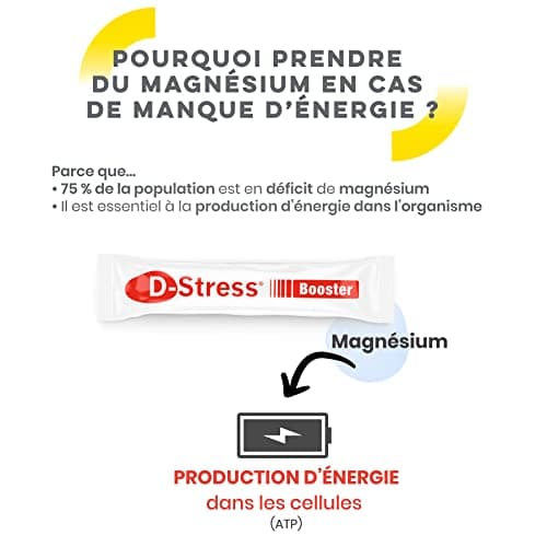 D-STRESS BOOSTER Lot de 10X20 sachets | Magnésium de 3ème génération | Booste l’énergie physique et mentale et gère les montées de stress en 30 minutes | LABORATOIRE SYNERGIA