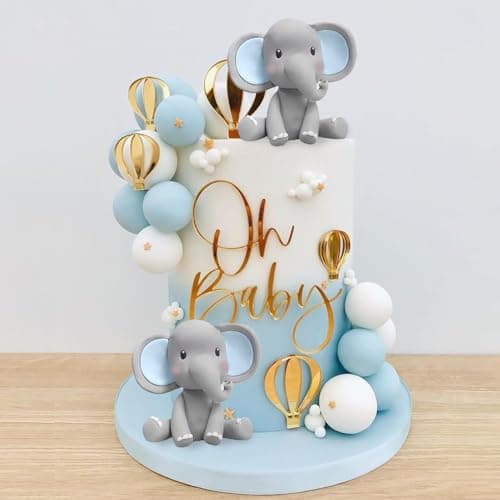 Éléphant Decoration Gateau Oh Baby, 21 Pièces Deco Gateau Anniversaire, Gâteau Topper Oh Baby Cake Topper Éléphant Décoration de Gâteau Bebe pour Bébé Enfants Fille Garçon Anniversaire Baby Shower