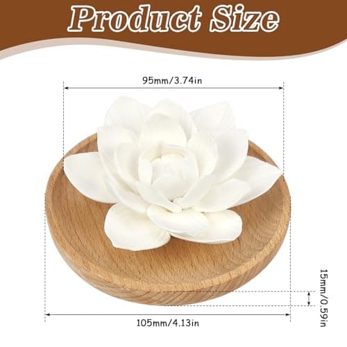 Diffuseur D'Huiles Essentielles en Plâtre avec Boîte à Parfum en Bois et Fleur en Plâtre Diffusion Naturelle pour Bureau Salon Salle de Bains et la Chambre