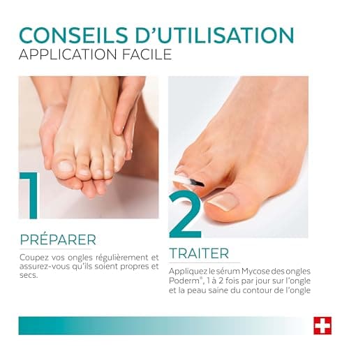 PODERM - MYCOSE ONGLE TRAITEMENT 2en1 | Aux plantes exceptionnelles puissantes antifongiques et réparatrices | Soin professionnel pied/main | Facile & rapide | Swiss Made