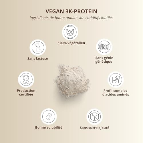 Nutri + Vegan Protein Vanilla 1kg - 81% de protéines - pour la croissance musculaire - Nutri-Plus Shape & Shake 3K Vanille - poudre de protéines végétales pois, soja et tournesol