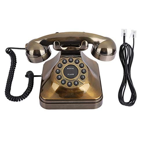 Sorandy Téléphone Antique - Téléphone Fixe Filaire Téléphone de Bureau Téléphone Vintage Rétro Telephone Filaire Grosses Touches pour Maison Bureau Hôtel Salon Décoration - Bronze