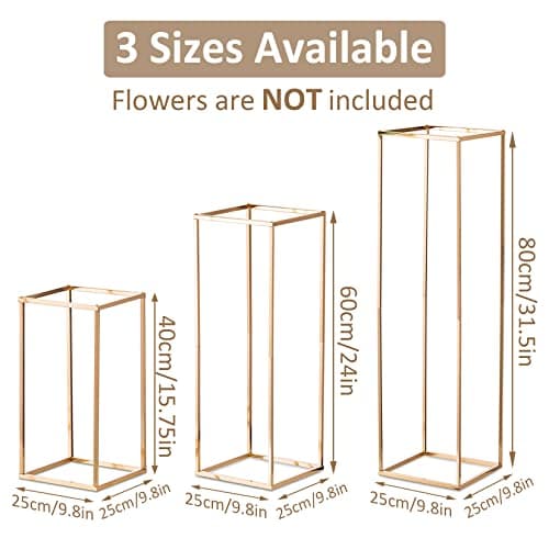 Sziqiqi Support de Fleurs Centres Table Mariage - 10 Pcs Vases à Colonne Or Métallique Grand Vase 60cm Vases Rectangulaires Centres Porte Fleurs Géométriques Table Centres Décorations Maison